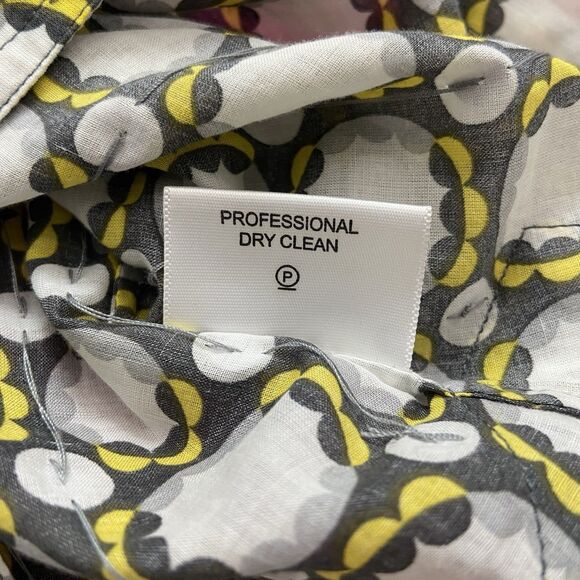 Tory Burch Stephanie Tunic Top Geometric Gray Yellow White Size 4 - Picture 7 of 10